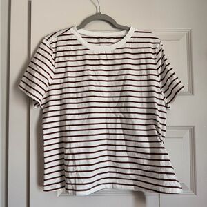 Striped White and Brown T-Shirt. Large